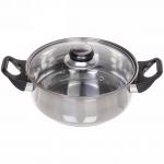 Кастрюля из нержавеющей стали "Домашняя классика" 1,8л со стеклянной крышкой 20*8см