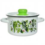 Кастрюля эмал цил Свежая зелень 1,5л ТМ Appetite