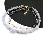 Анклет с натуральным агатом голубым (сапфирин), 22см