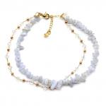 Анклет с натуральным агатом голубым (сапфирин), 22см