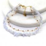 Анклет с натуральным агатом голубым (сапфирин), 22см