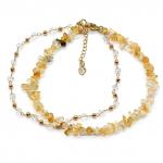 Анклет браслет с крошкой цитрина, 22см