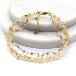 Анклет браслет с крошкой цитрина, 22см