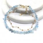 Анклет с натуральным аквамарином, 22см