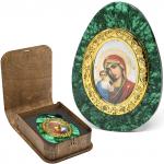 Икона из малахита яйцо "Богородица" 80*30*110мм.