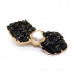 Зажим для волос Бантик с обсидианом черным 6,5*2,5см