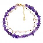 Анклет с натуральным природным аметистом, 22см