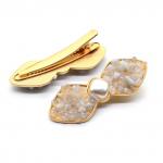 Зажим для волос Бантик с агатом голубым (сапфирин) 6,5*2,5см