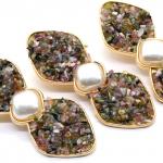 Зажим для волос Бантик с натуральным турмалином 6,5*2,5см