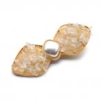 Зажим для волос Бантик с лунным камнем (Адуляр) 6,5*2,5см