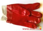 Перчатки х/б с ПВХ покр. двойным (МБС) Гранат (полный облив, манжет резинка) бордовые