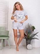 Пижама с шортами, принт "Зайчики" (00881, серый)