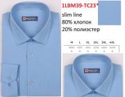 1LBM39-TC23* Сорочка муж. длин. рукав, полупритал., светло-синий, BROSTEM