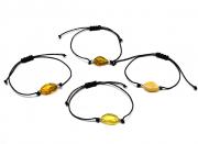 Руна Лагуз браслет на шнурке с янтарем 10*17мм цв.медово-молочный