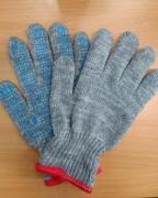 Перчатки Зима двойные серые с ПВХ Точка /5/150 Россия