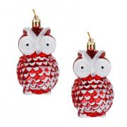 СНОУ БУМ Набор декоративных украшений "Совы" 2шт, 5x5x9см, пластик