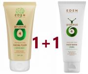 EDEN Snail Маска для лица с муцином улитки 75мл + EDEN AVOCADO Флюид для лица увлажняющий SPF20. Акция 1+1