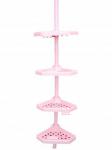 Угловая полка (розовая), 4-х ярусная, телескоп. стальная трубка 135-260см, полки 24,5*24,5см, 2 крюч