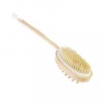 Щетка для тела двойная с натур. щетиной и массажером на цельной деревянной ручке, 42см, 1 цвет