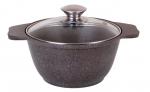 Кастрюля 1 л со стеклянной крышкой, АП (кофейный мрамор)
