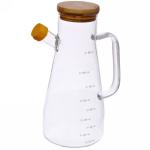 Бутылка стеклянная для специй 900 мл Хай-Тек с бамбуковой крышкой