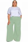 Брюки широкие из льна с карманами, цвет фисташковый