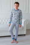 Пижама детская из джемпера и брюк из кулирки Олененок голубой