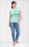 Футболка женская , принт Smile To The World, ментол (360-1)