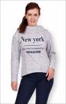 Толстовка с капюшоном, футер с лайкрой, принт New York, белый (281-4)