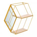 QWERTY Подвесная полка-зеркало Ромб, 46*10*40 см, золото