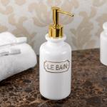 *Дозатор для жидкого мыла Le Bain blanc, 7х7х20,5 см., цвет белый и золотой